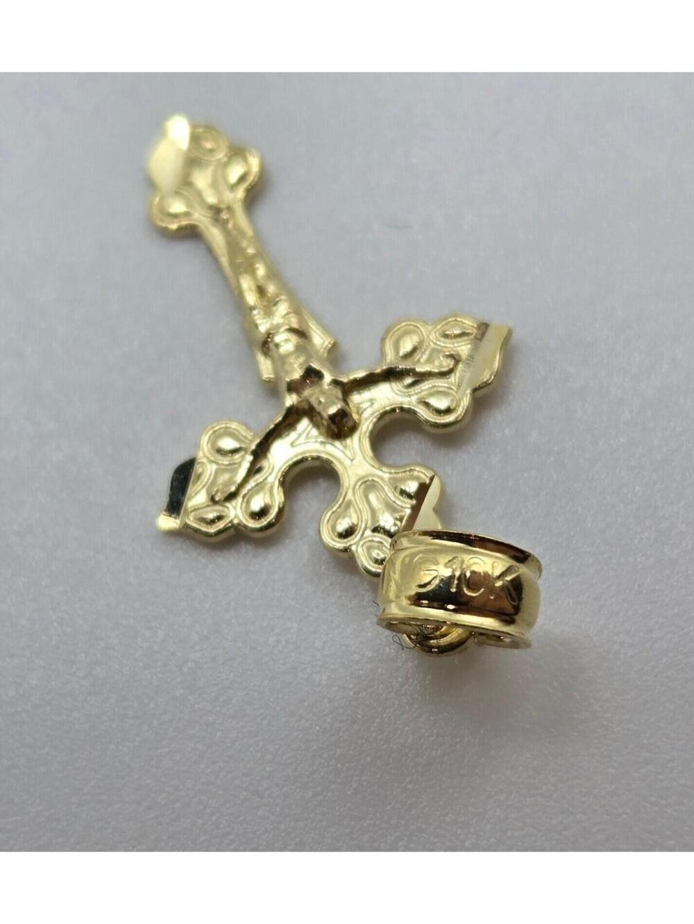 Genuine 10K Yellow Gold Cross Pendant, 3.5mm Bail